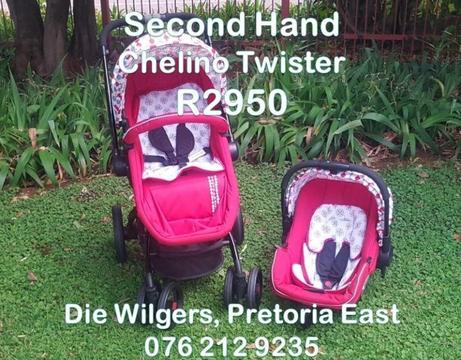 Second Hand Chelino Twister Travel System (White and Red)