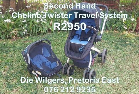 Second Hand Chelino Twister Travel System (Black and Blue)