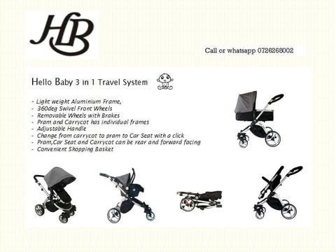 Chrostmas Special.- HELLO BABY 3in1 travel system for sale