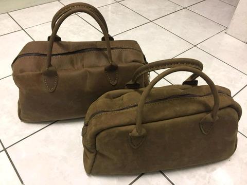 Handmade genuine leather duffel overnight bag