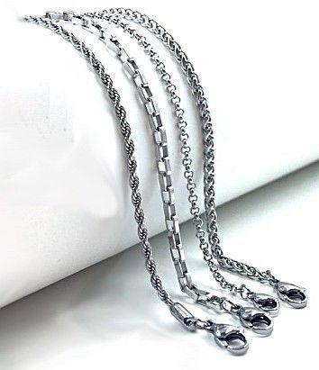 60 cm stainless steel silver chains (various)