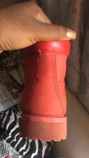 Timberland boots, size 8 , red , fairly used