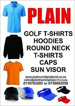 Golf t shirts, caps, beanies, jRound Neck T shirt, www.platinumdigitalprint.co.za call 0110762882
