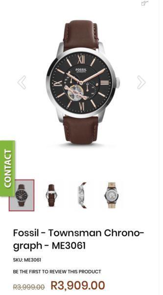 Fossil Men's ME3061 Townsman Automatic Brown Leather Watch