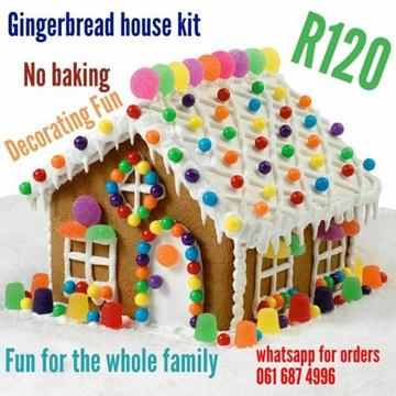 Gingerbread house kits and sugar cone house kits for Christmas and summer