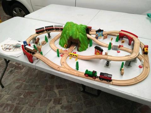Large wooden train set