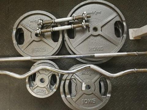 Weights set 130kg with bars