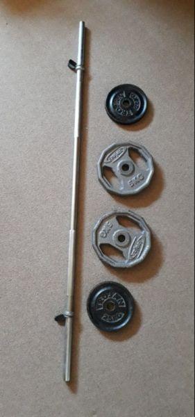 Barbell bar with weights for sale