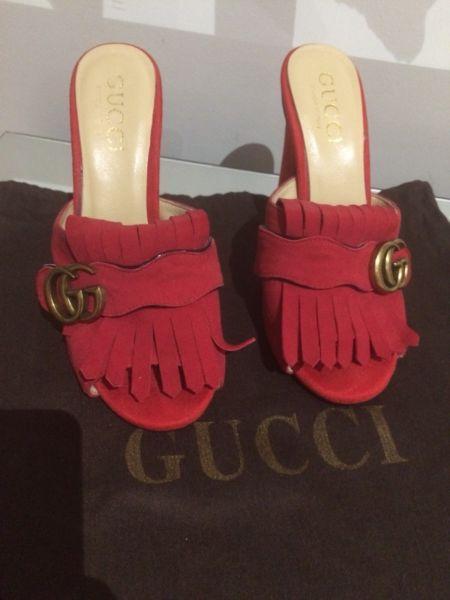 Genuine leather and suede gucci marmont heels