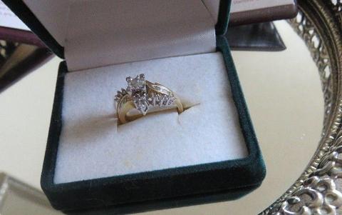 Two pieces 14 K yellow & white solid gold diamond ring