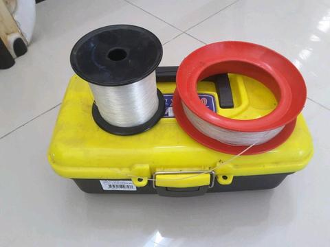 Fishing box with 2 x reels of gut