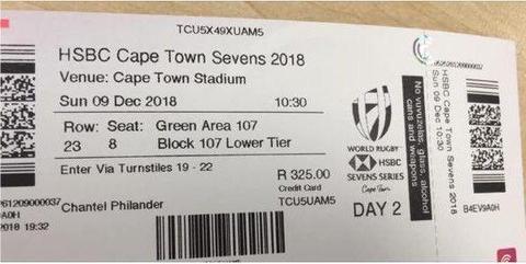 7’s Ticket for Sunday ( Cape Town)