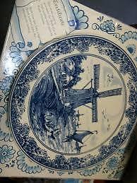 Signed Delft Blue Blue Painted Hand decorated Plate For Hanging 