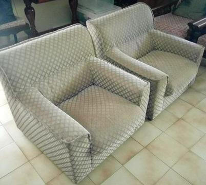 Pair of upholstered easy chairs