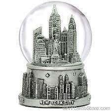 Wanted Silver New York City Skyline Snow Globe