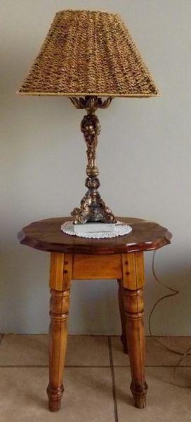 Beautiful very old Stinkwood and Birch wood (maybe yellowood) lamp table