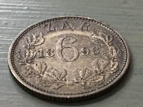 1896 6 Pence ZAR Coin