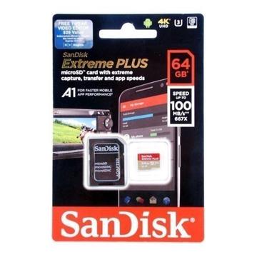 SanDisk 64GB Extreme PLUS UHS-I microSDXC Memory Card with SD Adapter Great for GoPro