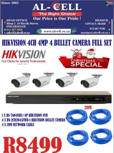 HIKVISION DS-7604NIE1/4MP NVR 4 CH BULLET CAMERA FULL SET