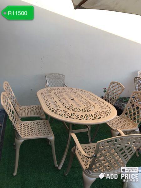 Cast Aluminium Table and 6 Chairs