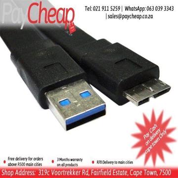 Flat USB 3.0 Cable - Type A Male to Micro-B Male for External hard drive