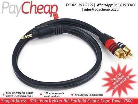 New Gold connector AUX to RCA cable,2 RCA to aux Cable