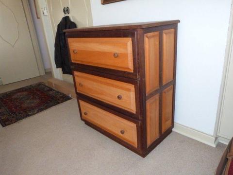 Yellowwood and Imbuia chest of drawers