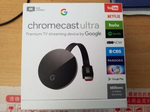 BRAND NEW FESTIVE SPECIAL Google Chromecast ULTRA BLACK - Premium 4K TV HDMI Streaming Device