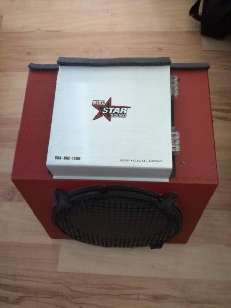 12 inch sub, box and 1500W 2 channel amp