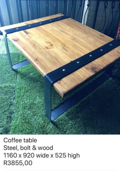 Steel & wood coffee table