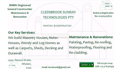 Cleenbrook Sunrays Technologies Wendy & Nutec Home construction Coy