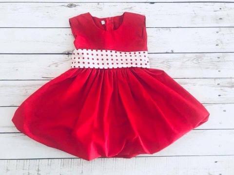 Red Dress with Polkadot Belt