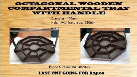 |Wooden Octagonal Compartmental Tray