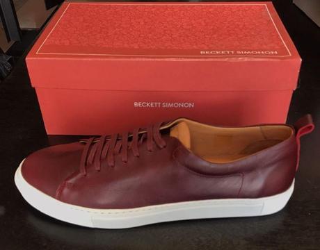 Brand New Luxurious Burgundy Leather Sneakers - Size 9.5