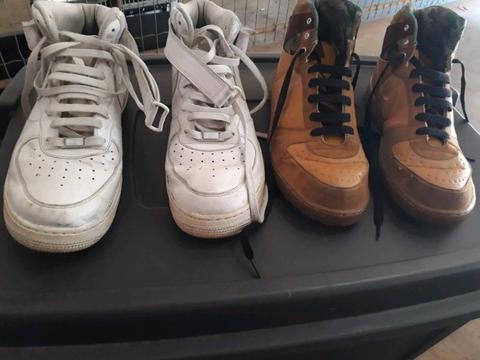 Two nike shoes and three Levi's shoes for sale