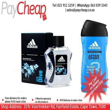 Adidas Ice Dive 100ml Eau De Toilette Spray + 3in1 Shower Gel for Men