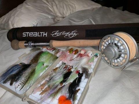 10wt Stealth Infinity Fly Fishing Rod and Fly Reel with a full box of Fly Fishing flies. Brand new!