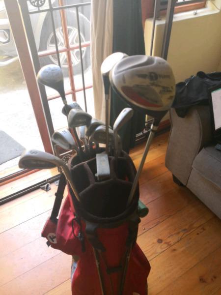 Various golf clubs & bag incl driver