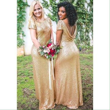 Gold sequin bridesmaids dress