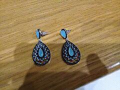 Genuine Chalcedony & Crystal Sterling Silver Drop Earrings