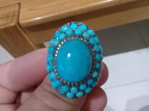 Stunning Natural Turquoise Sterling Silver Ring