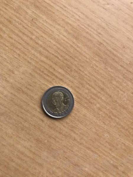 Rare 2005 R5 coin with Mandela face