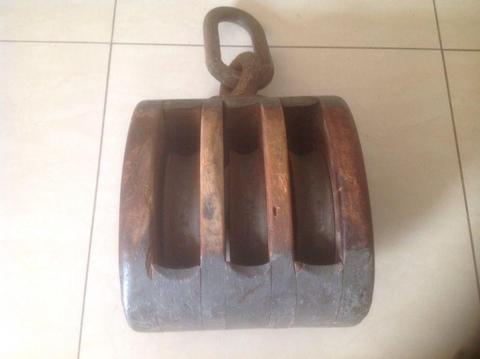 Large Old Wooden Yacht Boat Pulley (50 x 23cm). R2000
