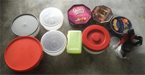 12 pc mixed plastic containers with lids