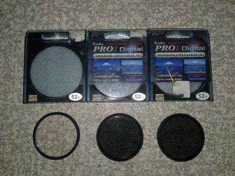 2 x 52 mm Wideband Circular Polariser (Kenko PRO1 Digital) + 52 mm UV filter