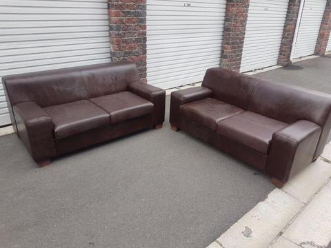 Full leather lounge suite 2 small 2 seater 1.8meter couches