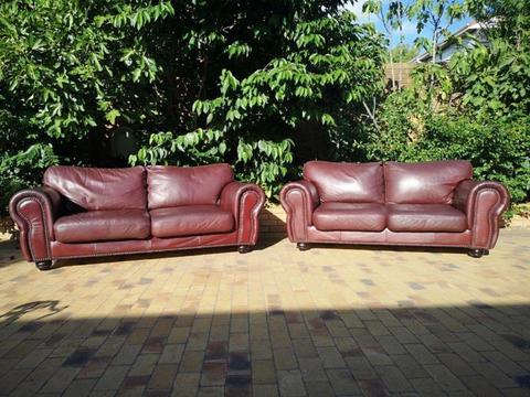 Gates To Africa 2 and 3 Seater Leather Couches Lounge Suite PRICE Neg Call Bobby 0764669788