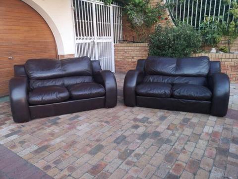 Lovely Set of 2 x Full Grain Genuine Leather Lounge Suite PRICE Negotiable Call Bobby 0764669788