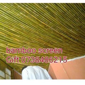 Wooden panels and bamboo screen