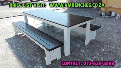 OUTDOOR BENCHES and INDOOR FURNITURE, FULL PRICE LIST--- CATALOGUE visit --- WWW.VMBENCHES.CO.ZA